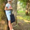 Medžiaginis vaikiškas maišelis su džinsų stiliaus kišenėmis
